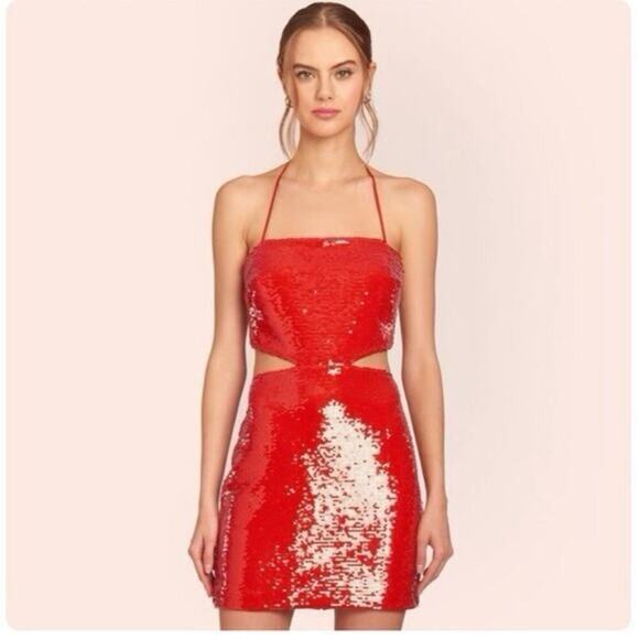 AMANDA UPRICHARD Chrisley Sequined Mini Dress in Ruby Size Medium - Picture 10 of 11